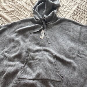 Martha Stewart Gray Hooded Poncho Sweater
